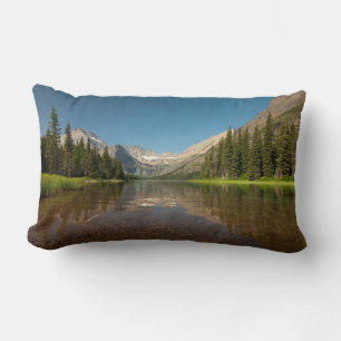 Sunset Mountain Reflection   Glacier National Park Lumbar Cushion