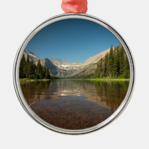 Sunset Mountain Reflection   Glacier National Park Metal Ornament