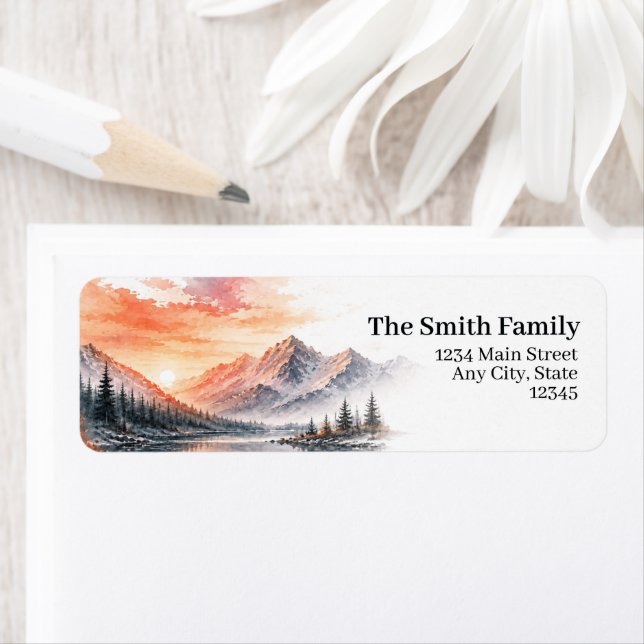 Sunset Mountain Return Address Labels | Pine Trees (Insitu)