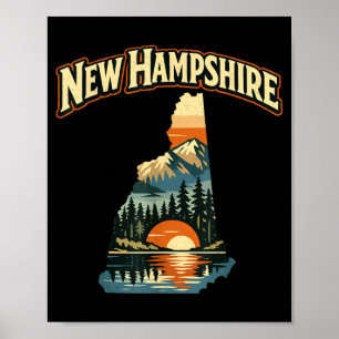 Sunset Mountains Forest NEW Hampshire State Poster