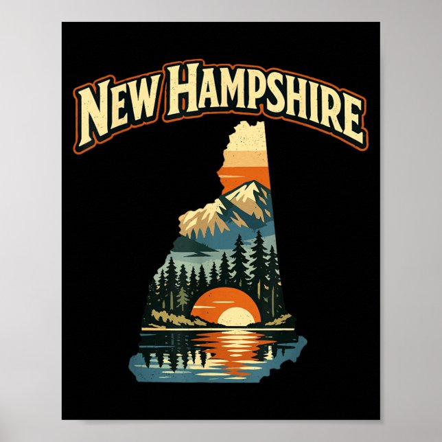 Sunset Mountains Forest NEW Hampshire State Poster (Front)