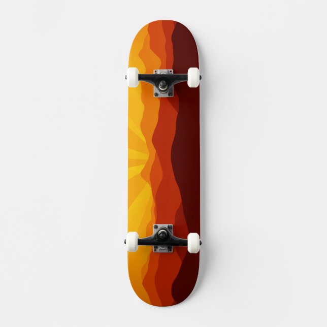 Sunset Mountains Landscape Scenery Skateboard (Front)