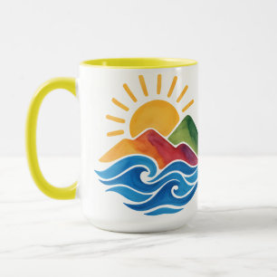 Sunset Mountains Ocean Ceramic Mug