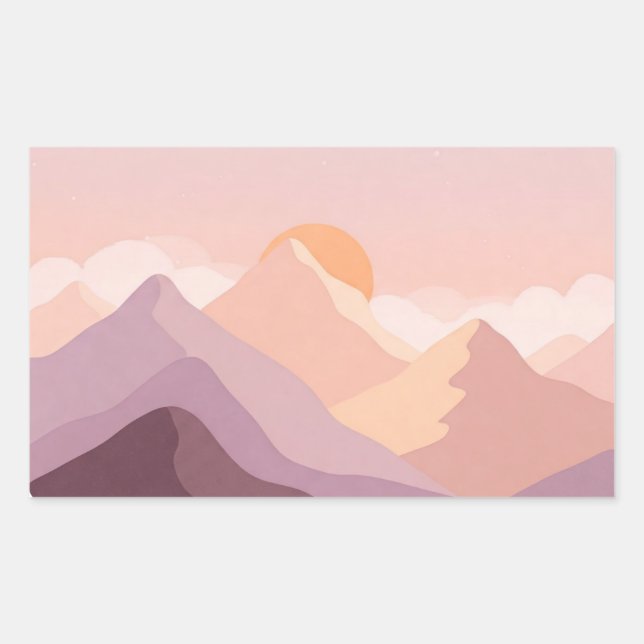 Sunset Mountains Rectangular Sticker (Front)