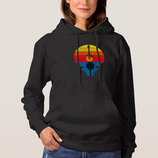 Sunset Music String Instrument Mandolin   Hoodie (Front)