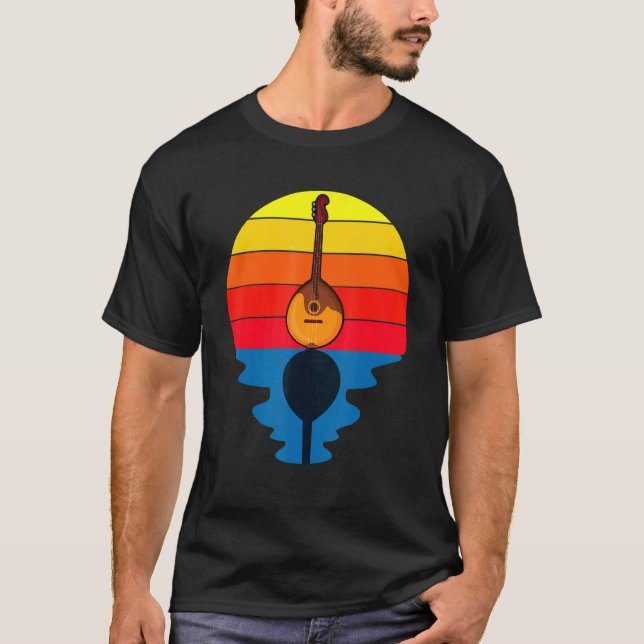 Sunset Music String Instrument Mandolin T-Shirt (Front)
