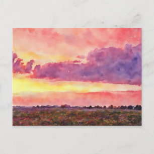 Sunset, my 2004 photo as computer watercolor postcard