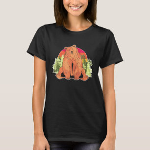 Sunset Nature Animal Wildlife Forest Retro Brown B T-Shirt