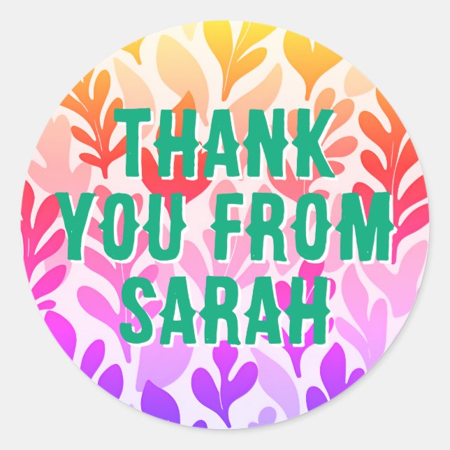 sunset nature pattern thank you create your own  c classic round sticker (Front)