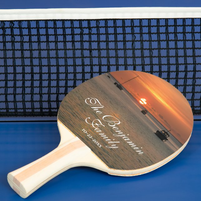 Sunset Nature Tropical Family Boats Personalise Ping Pong Paddle (Insitu)