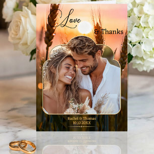 Sunset Nature Wedding Photo  Thank You Card