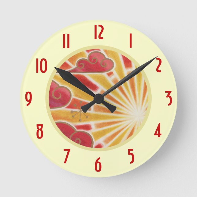 Sunset 'Numbers' clock round cream (Front)