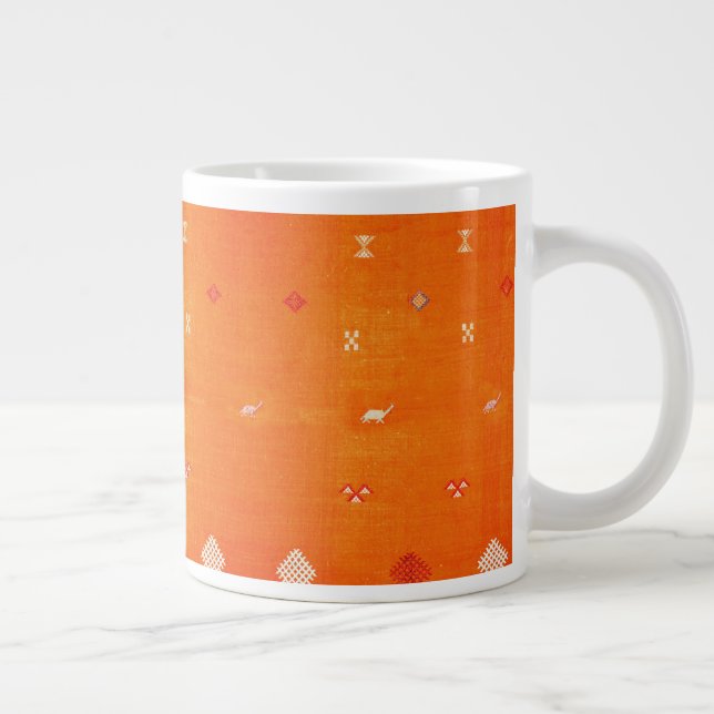 Sunset Oasis: Orange Heritage Boho Moroccan Large Coffee Mug (Right)