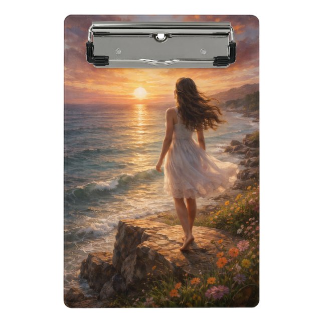 Sunset Ocean Aesthetic Photo Enlargement Mini Clipboard (Front)