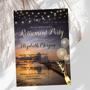 Sunset Ocean Balloons,Wine Retirement Party Invitation
