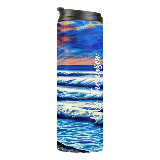 Sunset Ocean Beach Palm Trees Simple Modern Thermal Tumbler (Rotated Right)