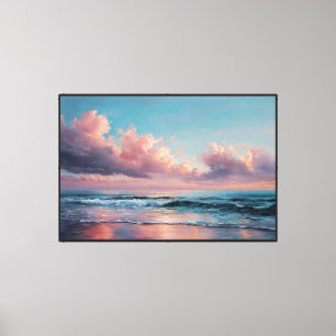 Sunset Ocean Cloudscape Painting – Abstract Art Canvas Print