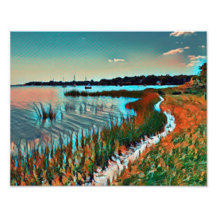 Sunset Ocean Coastal Pathway Photo Print