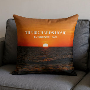 Sunset Ocean Custom Name Cushion