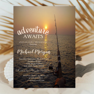 Sunset Ocean Fishing Retirement Party Invitation