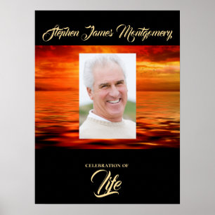 Sunset Ocean Horizon Celebration of Life Photo Poster