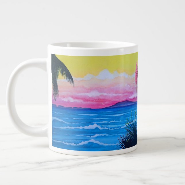 Sunset Ocean  Large Coffee Mug (Left)