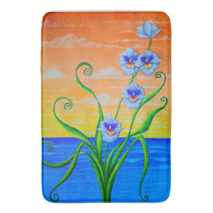 Sunset Ocean Orchids  Bath Mat