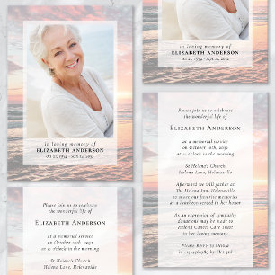 Sunset Ocean Photo Funeral  Invitation