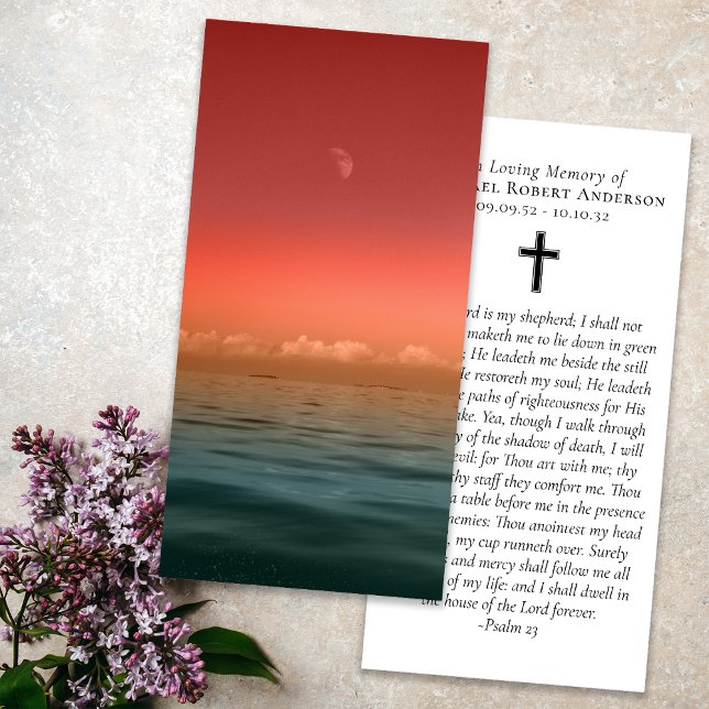 Sunset Ocean Photo Prayer Memorial Bookmark (Creator Uploaded)