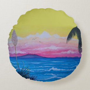 Sunset Ocean  Round Cushion