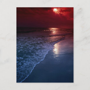 Sunset, ocean, sand, seashore, Florida, U.S.A. Postcard