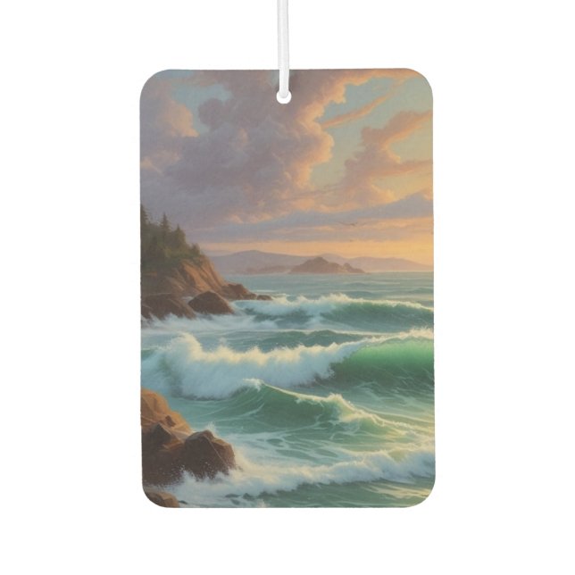 Sunset Ocean Seascape Painting Artwork Car Air Freshener (Front)