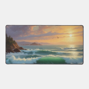 Sunset Ocean Seascape Painting Artwork Desk Mat