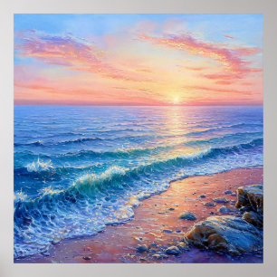 Sunset ocean seascape poster