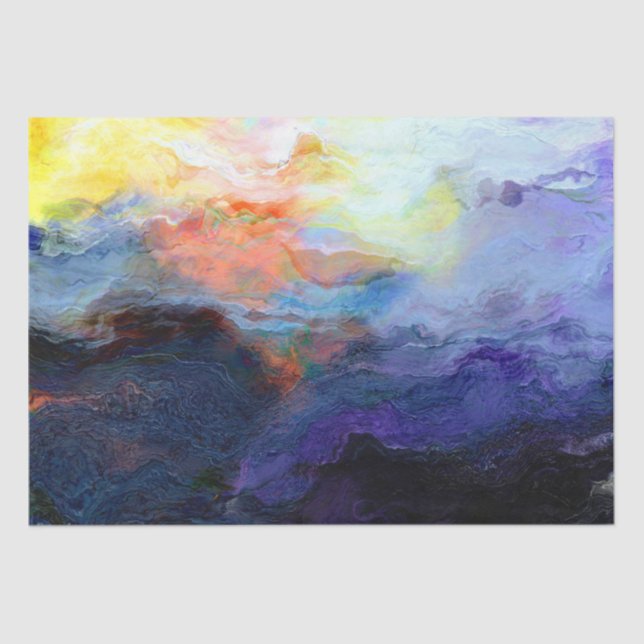 Sunset Ocean Watercolor Abstract 15x20 Decoupage Tissue Paper (Front)