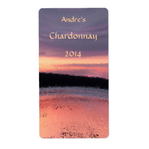 Sunset Ocean Wave Abstract Wine Label