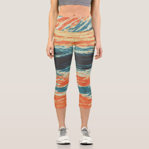 Sunset/Ocean/Wave/Sea Capri Leggings