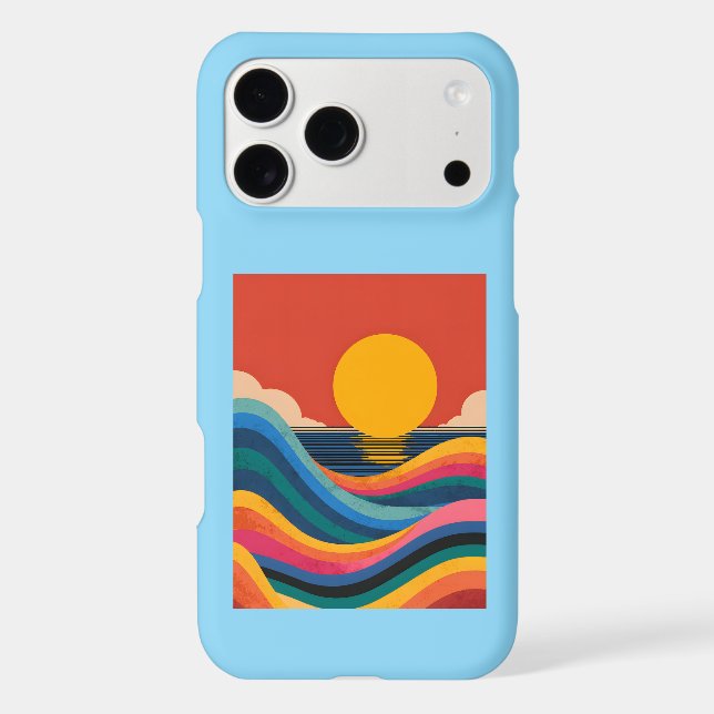Sunset Ocean Waves Abstract Bauhaus iPhone Case (Back)