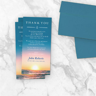 Sunset Ocean Waves Nautical Sympathy Thank You Card