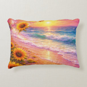 Sunset of Infinite Peace: Magical Sunflowers Decorative Cushion