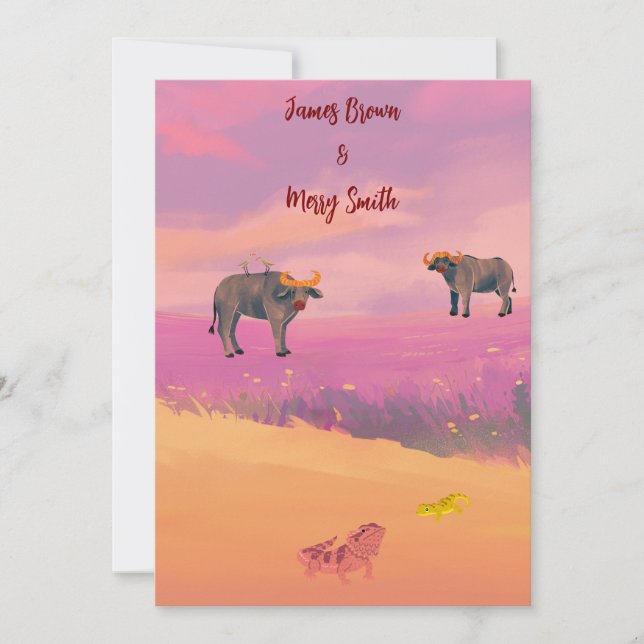 Sunset of us wedding invitation (Front)