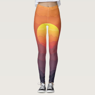Sunset ombre fade from orange to purple leggings