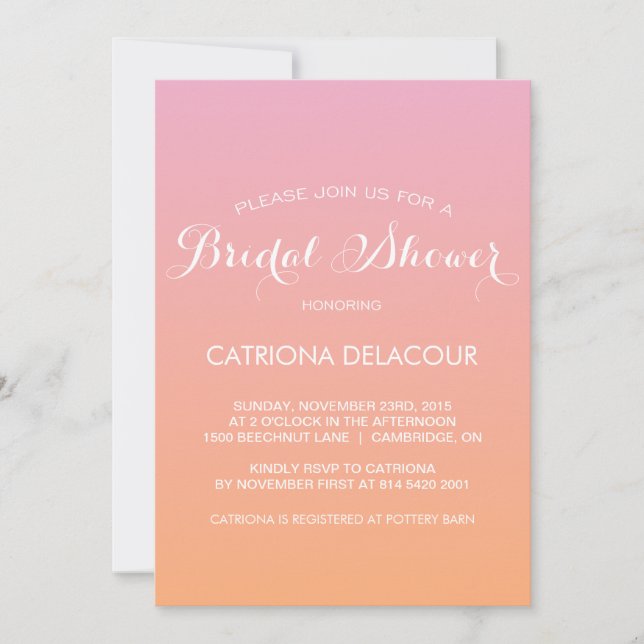 Sunset Ombre Gradient Bridal Shower Invitation (Front)
