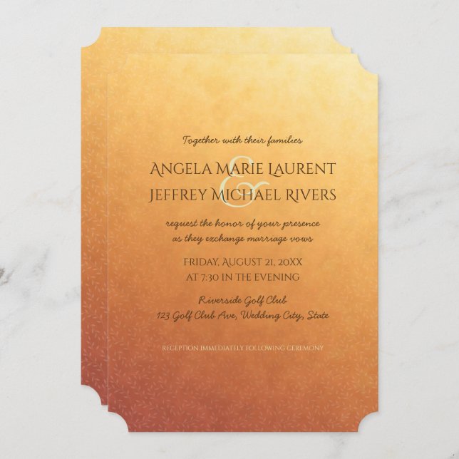 Sunset Ombre Gradient Evening Wedding Invitation (Front/Back)