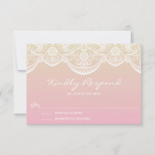Sunset Ombre Lace Pattern Wedding RSVP Card