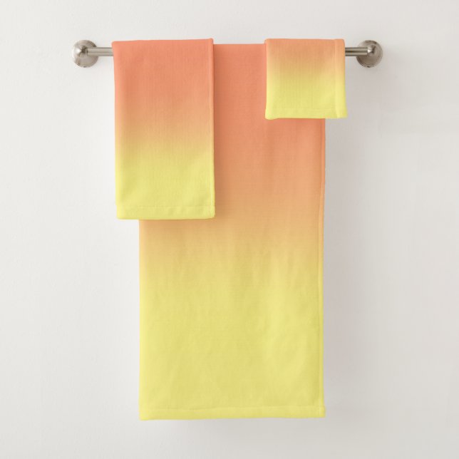 Sunset Ombre Orange & Yellow Bath Towel Set (Insitu)