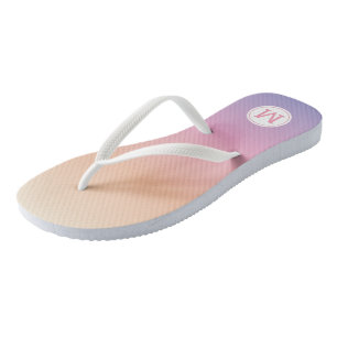 Sunset Ombre Purple Pink Peach Monogram Thongs