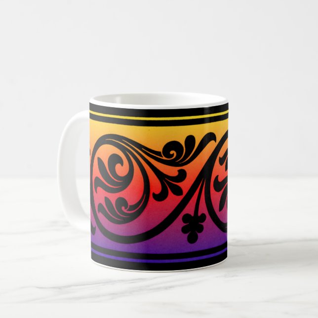 Sunset Ombre Style Art Deco Mug Cup (Front Left)