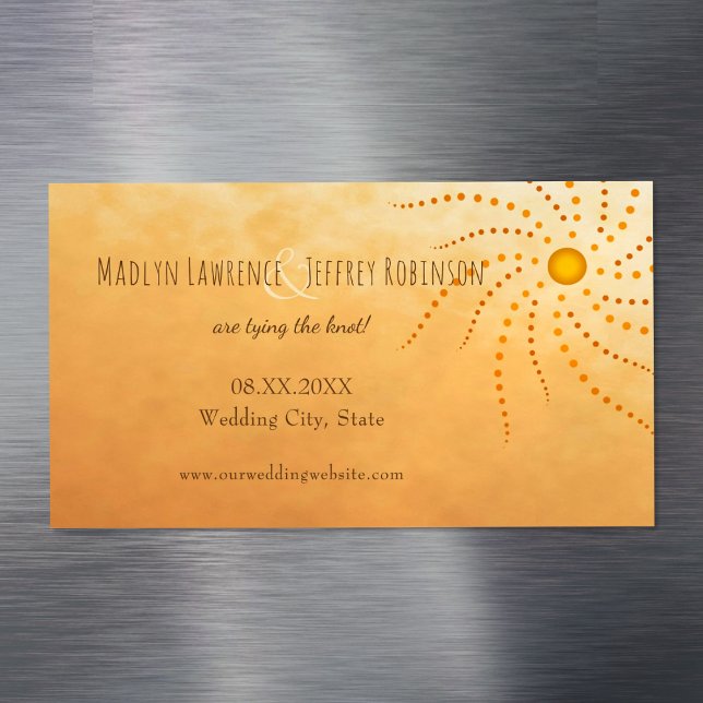 Sunset ombre sunny dots mandala save the date 	Magnetic business card (Creator Uploaded)