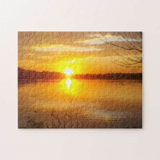Sunset On A Lake Jigsaw Puzzle (Horizontal)